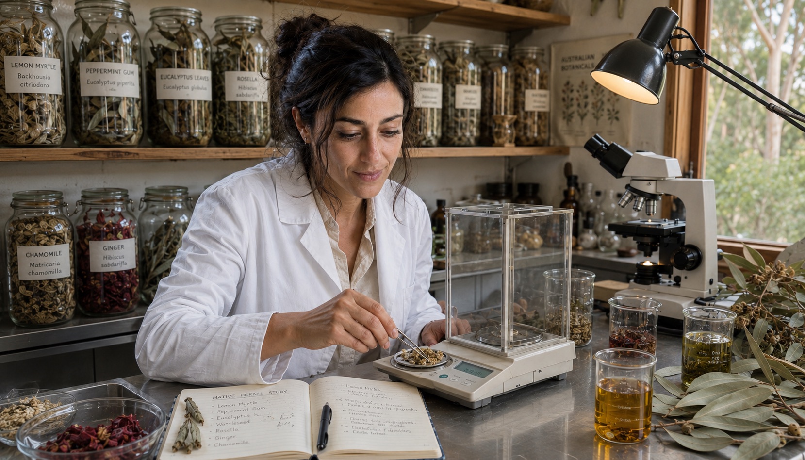 Sophie working in the lab to perfect the formula