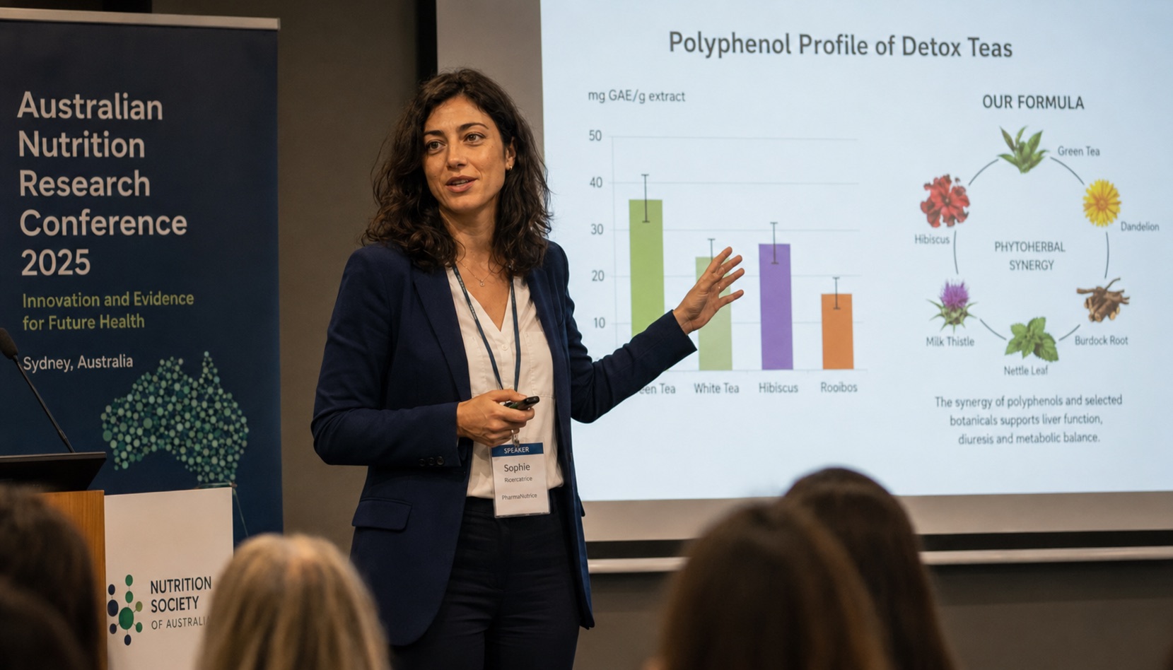 Sophie presenting her findings at a Sydney scientific conference